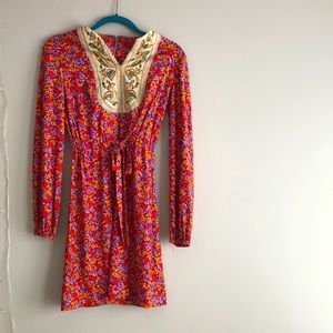 Vintage Flowers & Birds Embroidered Dress